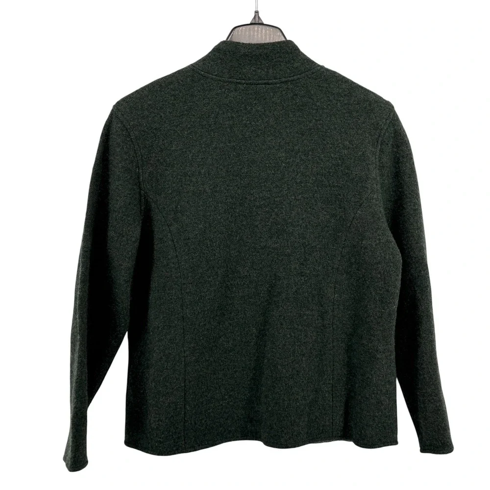 NEW Talbots FullZip Sweater Women Petite Large Cardigan Green 100% Wool MockNeck - Picture 5 of 10